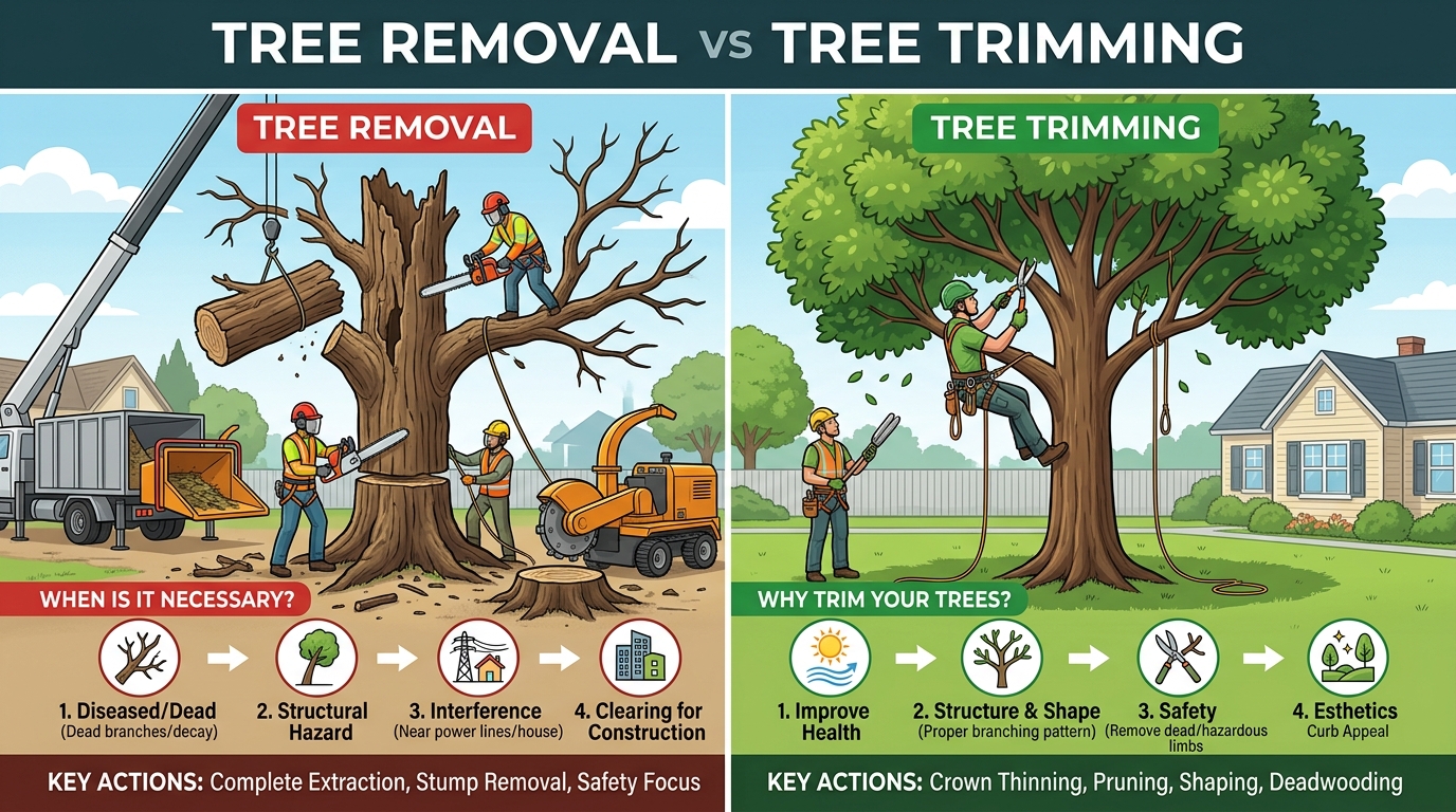 tree removal vs tree trimming